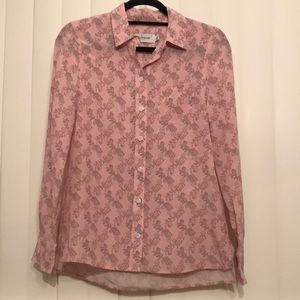 NWOT AUTHENTIC COACH HORSE AND CARRIAGE PRINT BLOUSE 100% SILK SHIRT SZ “0”